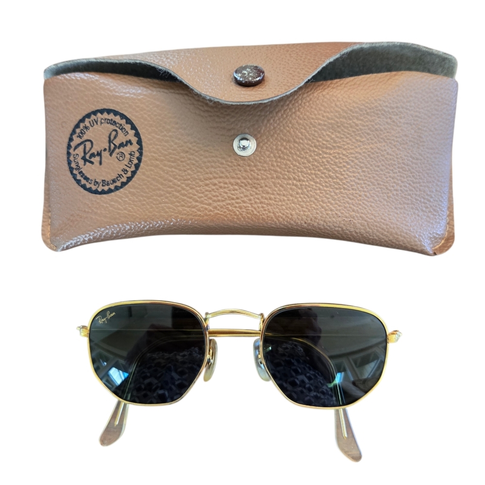 Vintage Ray-Ban Hexagonal G15 Sunglasses with Case Made in USA B&L